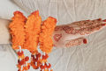 gajray for girls flower artificial orange red gajra for mehndi stylish for hand gajra gajra jewelry flower bracelet 2 pc. 