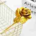 Gold Rose Flower Foil Plated Plastic Artificial Roses Valentines Day Gift Beauty Golden Flowers For Home Wedding Decoration 1Pcs. 