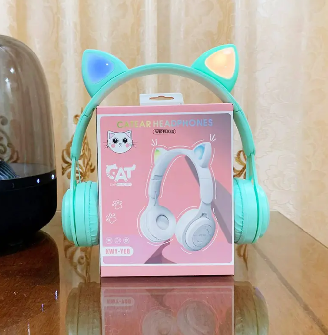 New Cat Head Wireless Bluetooth Headphones with LED Light