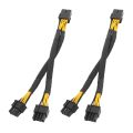 2PCS GPU PCIe 8 Pin Female to Dual 2X 8 Pin (6+2) Male PCI Express Adapter Braided Y-Splitter Extension Cable. 
