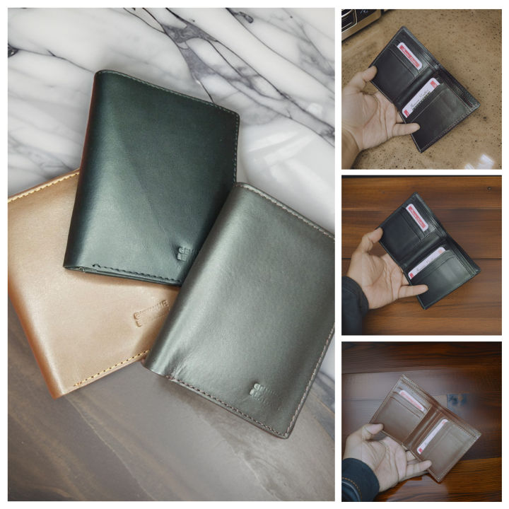 Slim Genuine Cow Leather Wallet for Men Vertical Wallets Thin Short ID Card Holder Money Bag