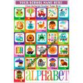 English No.6312 - Alphabet English with Photos p01 - Chart Graphics Flex sheet Panaflex Penaflex pana pena flex for Learning Education and Decoration of Class Room of School and College with customise Your School and Teacher Name. 