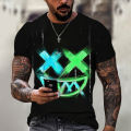 Chic Smiley Face Men's T-Shirt Simple Oversized Clothing O-Neck Top Harajuku Breathable Daily Fashion Casual Summer New. 