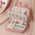 wolpin Jewellery Organiser PU Leather Magnetic Buckle Portable Storage Box Case with Dividers Container for Rings, Earrings, Necklace Home Organizer, Pink | Rs universal Store. 