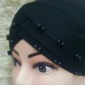 3 Layers 3D Beading Pearl Braid Scarf Bandana Headcap-Muslim Scarf Womens Muslim Hats Hijab Underscarf Caps Turban Headwrap Bonnet Hat.. 