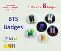Customized BTS Badges in One Pack of 8 BTS Badges. 