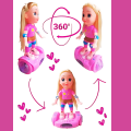 Battery Operated Girls Hover Balanced Car Doll For Kids Rolling, Rotating, Music and Beautiful Flashing Lights. 