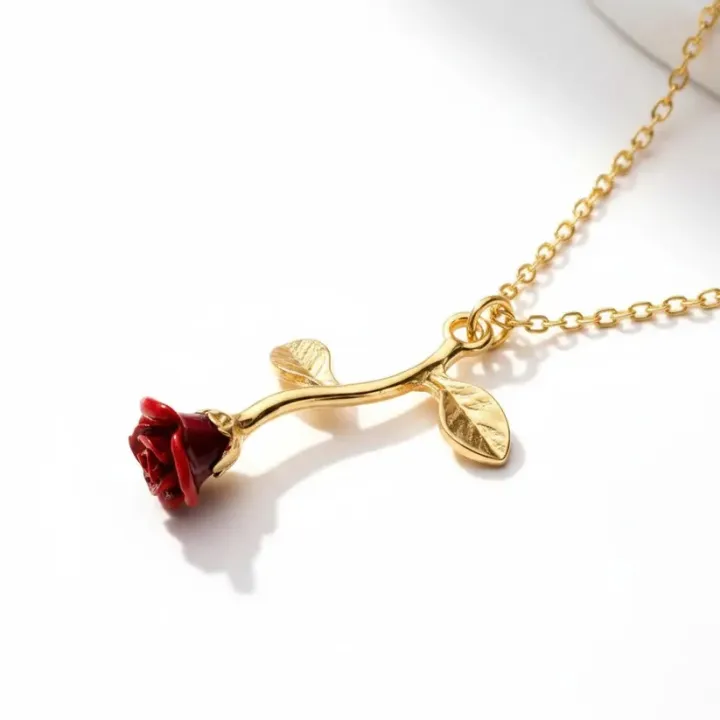 Falling%20Rose%20Pendant%20Necklace%20%E2%80%93%20Gold%20Plated%20Adjustable%20Chain%20-%20Image%202