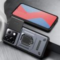 KEYSION Shockproof Case for Redmi Note 13 Pro 5G Slide Camera Lens Protection Ring Stand Phone Cover for Xiaomi Redmi Note 13 5G. 