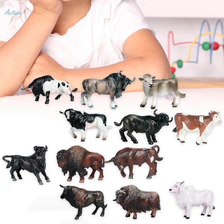 12x Mini Cow Models Craft Educational Learning Toys Cattle Figurine for Classrooms Rewards Kids Toy