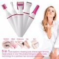 5 In 1 Multifunction Women Hair Removal Electric Shaping Female Shaving Machine - Women Hair Remover Mini Shaver Trimmer Razor For Eyebrow Underarm White. 