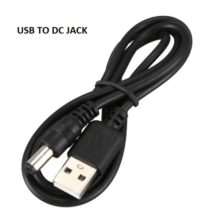 USB to 5.5mm DC Jack Power Cable – Quick, Portable Charging Solution (Black)