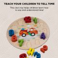 Wooden Teaching Clock Learning Time Kids Toys, Wooden Clock Toy Digital Numbers Color Shape Sorting Block, Preschool Learning Educational Baby Toys Block for Kids 3+ Years Boys Girls. 