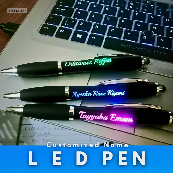 Customized Name Engraved Pen with LED Light | Gift Pen
