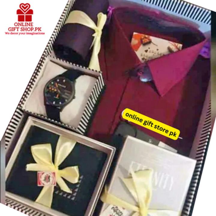 customize gift box set for boys - husband - brother - Father - friend - boyfriend on valentine - birthday - anniversary with shirt - wallet - perfume - tie - watch