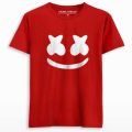 red Marshmello Cotton Printed T Shirt for Men. 