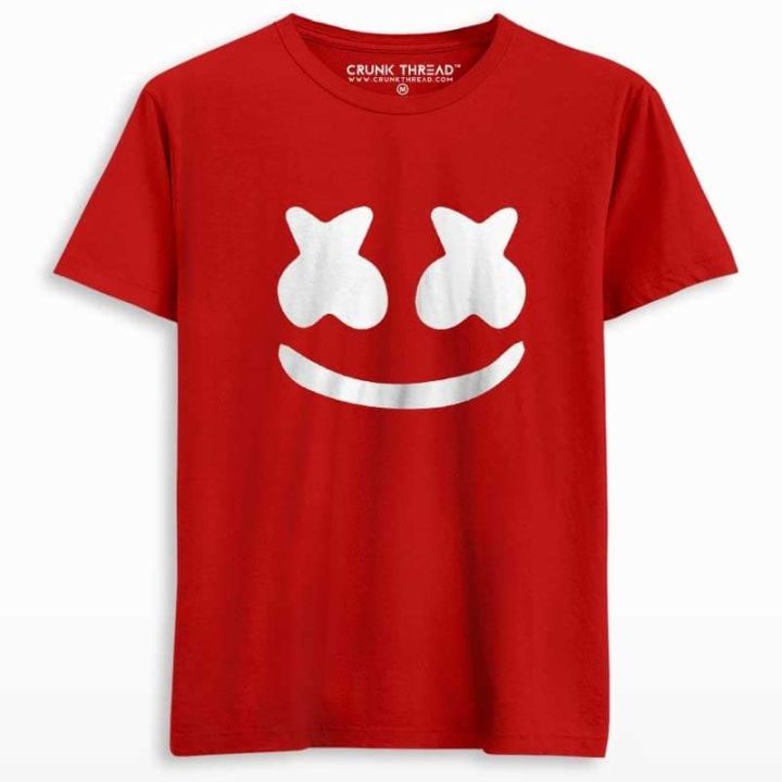 red Marshmello Cotton Printed T Shirt for Men