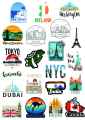 Multiple Country Cities Stickers Of Your Choice Available in Single, Pack of 3, 5, 8. 12, 15 Best Quality Aesthetic Cool Stickers For Travel and Destinations. 