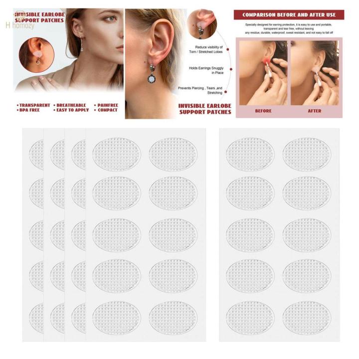50 Pieces Earring Lobe Support Patches Sweatproof Earring Lift Patches Women