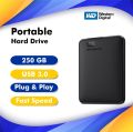 USB 3.0 Portable External Hard Drive 250GB WD Elements Portable Hard Disk Storage For Mac and Windows - Computer and Laptop. 
