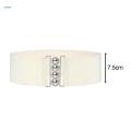 Wide Elastic Belt Elegant Dress Belt for Women Ladies Dress Accessories White. 