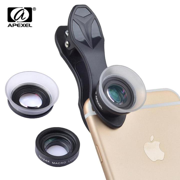 APEXEL Professional Mobile Phone Camera Lens Lentes 12X/24X Macro Lens Super Macro for IPhone 6 7 Android Ios Smartphone 24XM