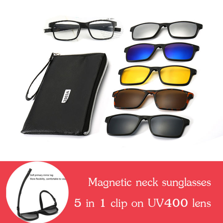 Sports Polarized Clip On Sunglasses Men Women Magnetic Square Eyeglass Frames Optical Glasses Frame With Extended Leg