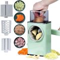 Potato Slicer Upgraded Hand Crank Vegetable Cutter Rotary Cheese Graters Multifunctional Chopper Veget Shredders Fruit Kitchen Tool with 3 Stainless Steel Drum Blades for Vegetables. 