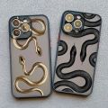 Luxurious Black Gold Snake Phone Case for IPhone 14 13 12 11 15 Pro Max Mini 7 8 Plus SE2 X XR XS Unique Dragon Shockproof Cover. 