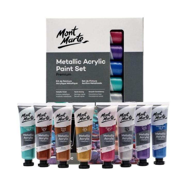 Mont Marte Metallic Acrylic Paint Intro Set 8pc x 18ml