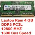 Laptop RAM 4GB DDR3 PC3L-12800 1600MHz  Branded 100% Quality. 