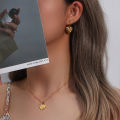 insFashion Personality Fashion Pendant Jewelry Women Irregular Zircon Peach Heart Pendant Earrings and Necklace Set. 