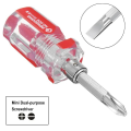 1 Pc Mini Screw Driver 2 In 1 | Short Double Ended Flat Slotted Phillips Head Pemutar| Small Split Repair Tools Kit | Pocket Two In One Screwdriver | Imported 2 Way Interchangeable Compact Stubby Size Screwdriver | Cross Shaped Multifunction Nut Driver. 