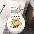 Cute cartoon spongeBob SquarePants toilet stickers, bathroom waterproof stickers, personality funny toilet seat decoration stickers. 