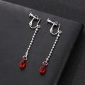 Fashion Kurapika Kurta Cosplay Earrings Charm Red Crystal Anime Hunter X Hunter Clip Earrings for Women Jewelry. 