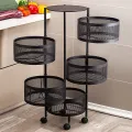 Kitchen Vegetable Rack Round Movable Multi-layer Rotating Vegetable Basket Storage Rack Household Sundries Fruit Rack. 