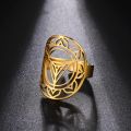 【2023NEW】COOLTIME Yoga Hindu Lotus Open Rings Stainless Steel Meditation Kali Yantra Rings for Women Fashion Jewlery Gift 2023 New in. 
