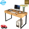 STI-001 - Wooden Study Work Table Durable unassembled 2 Drawers Computer Desk Office Working Study Desk Table Metal Legs Laptop Table for Home Office. 