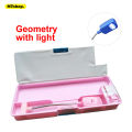 Light Geometry Box, Fancy Geometry box for boys and girls with LED Light and magnetic buttons - Fancy geometry with sharpener. 