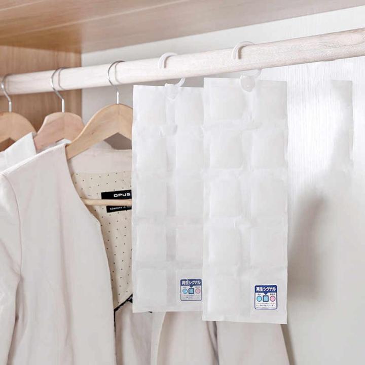 4 Hangers Desiccant Gel Silica Moisture Absorber Packet Wardrobe Shoe Closet Anti Humidity Deodorant Drying Agent