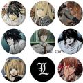 58mm Japanese Anime Death Note Enamel Pins Handmade Round Brooch L Killer Yagami Light Cosplay Badge Backpacks Jewelry Gifts. 