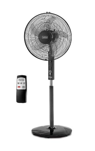 Black+Decker 16 Inch 3 Speed Pedestal Stand Fan with Remote Control , Black - FS1620R-B5