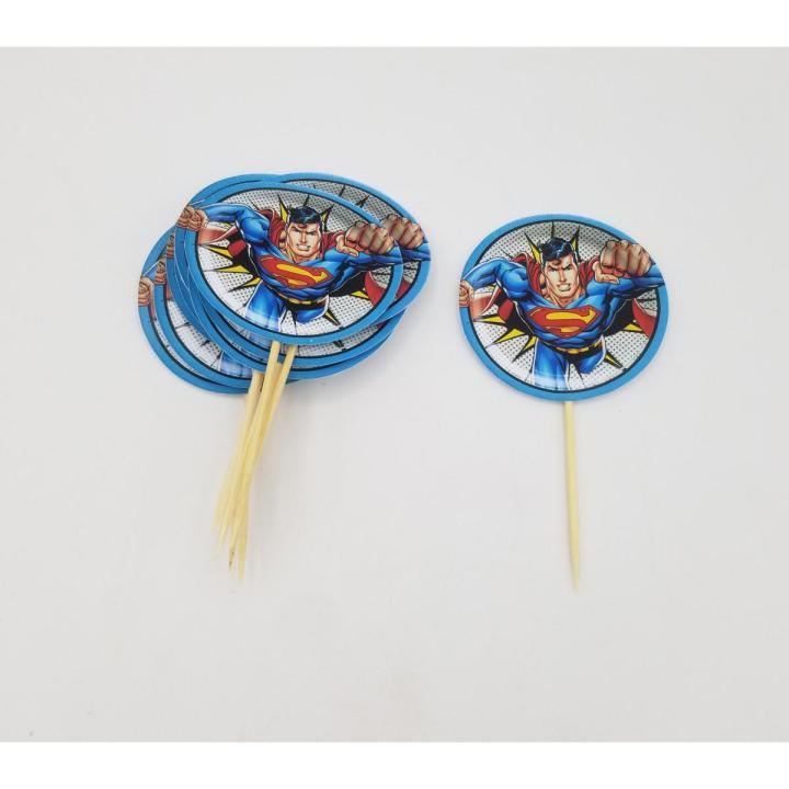 SUPERMAN THEME CUPCAKE TOPPER - PACK OF 10 CUPCAKE TOPPERS - SUPERMAN CUPCAKE TOPPERS