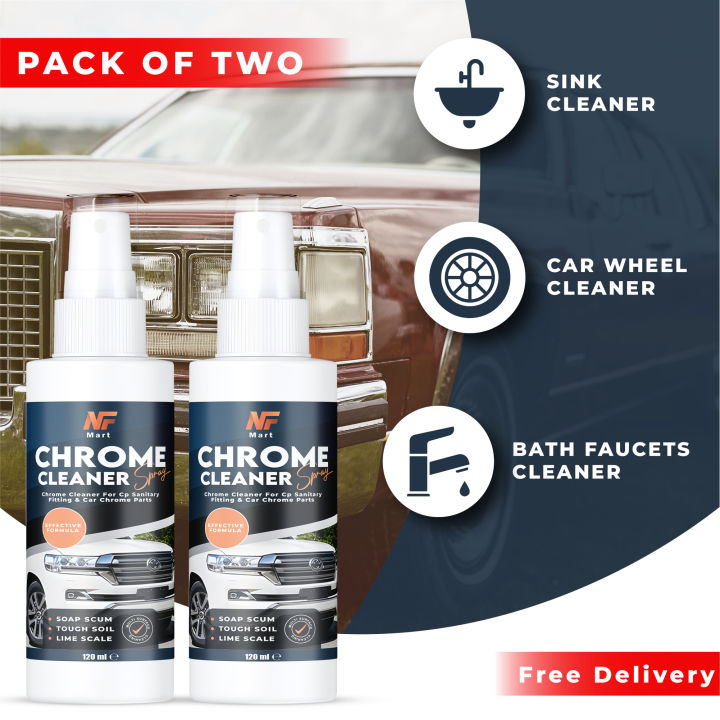 Pack of 2 - Rust Remover & Chrome Cleaner & Shiner Spray Chrome Restorer For Bike & Cars Multi Purpose Use Sanitary Taps Cleaner NF MART