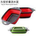 Hot Selling Hollow Square Retractable Folding Vegetable Washing Basket Fruit Basket Plastic Draining Tray 2 Piece Sets in Stock. 