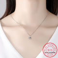 925 Silver Rhodium plating 1 Carat VVS1 Diamond Test Round Shape Moissanite Pendant Necklace Women Classic Gemstone Necklace. 