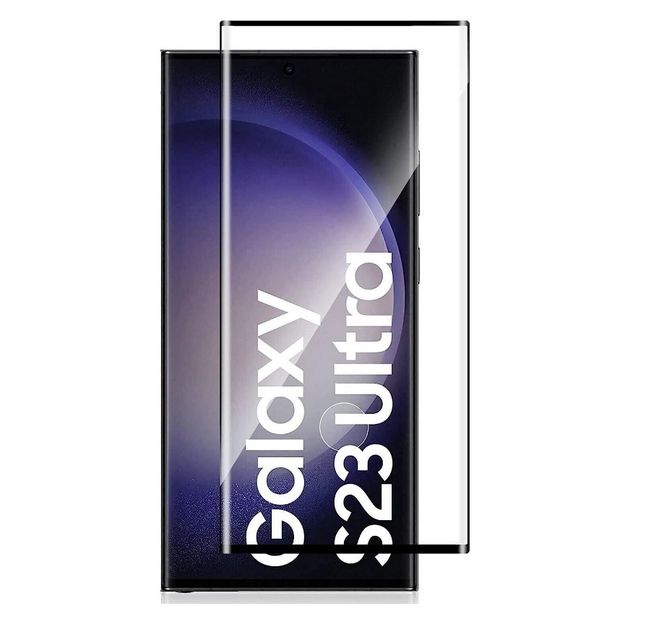 Samsung Galaxy S23 Ultra 3D Tempered Glass Screen Protector, Full Glue, Fingerprint Scanner Compatible