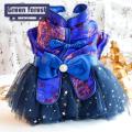 Pet Dress for Dogs Pet Wedding Couple Tang Dress Elegant Coil Buttons with Bow Tie Mesh Patchwork Cute Thickened Pet Dress Travel Dog Clothes. 
