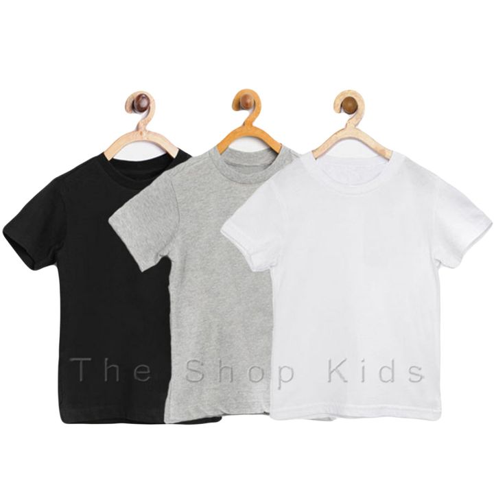 The Shop - Pack Of 3 - Multicolor Basic Round Neck Plain T Shirt For Boys & Girls Kids, 1 Year To 14 Years - PT1-HG3