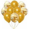 Fancy Golden Happy Birthday Buntings Banner With Fairy Light , Confity & Latex balloons With Golden Ribbon Roll. 